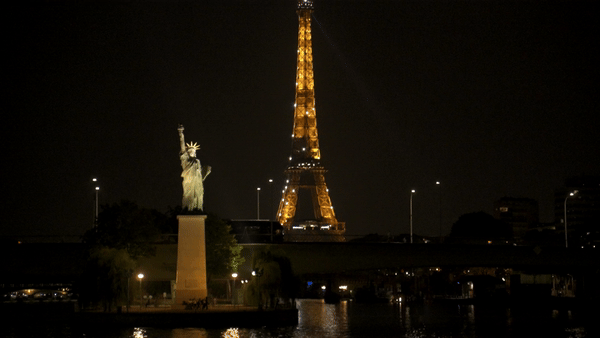 eiffel tower view from siene cruise during wedding reception in paris